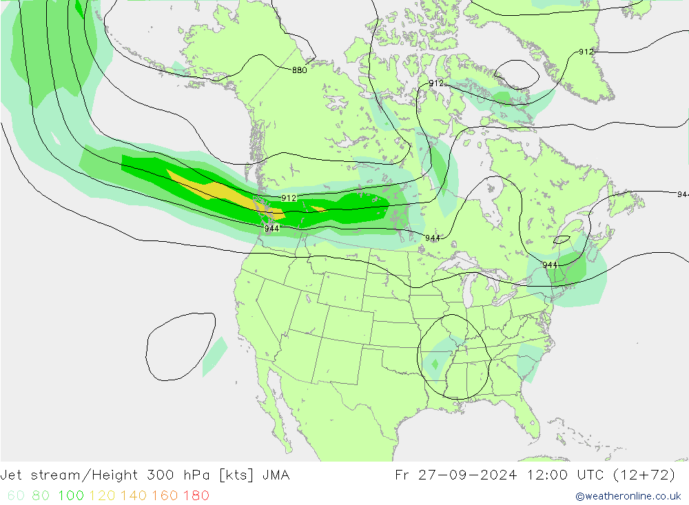 Prąd strumieniowy JMA pt. 27.09.2024 12 UTC