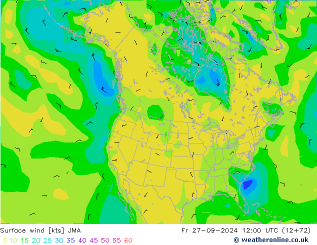 Surface wind JMA Fr 27.09.2024 12 UTC