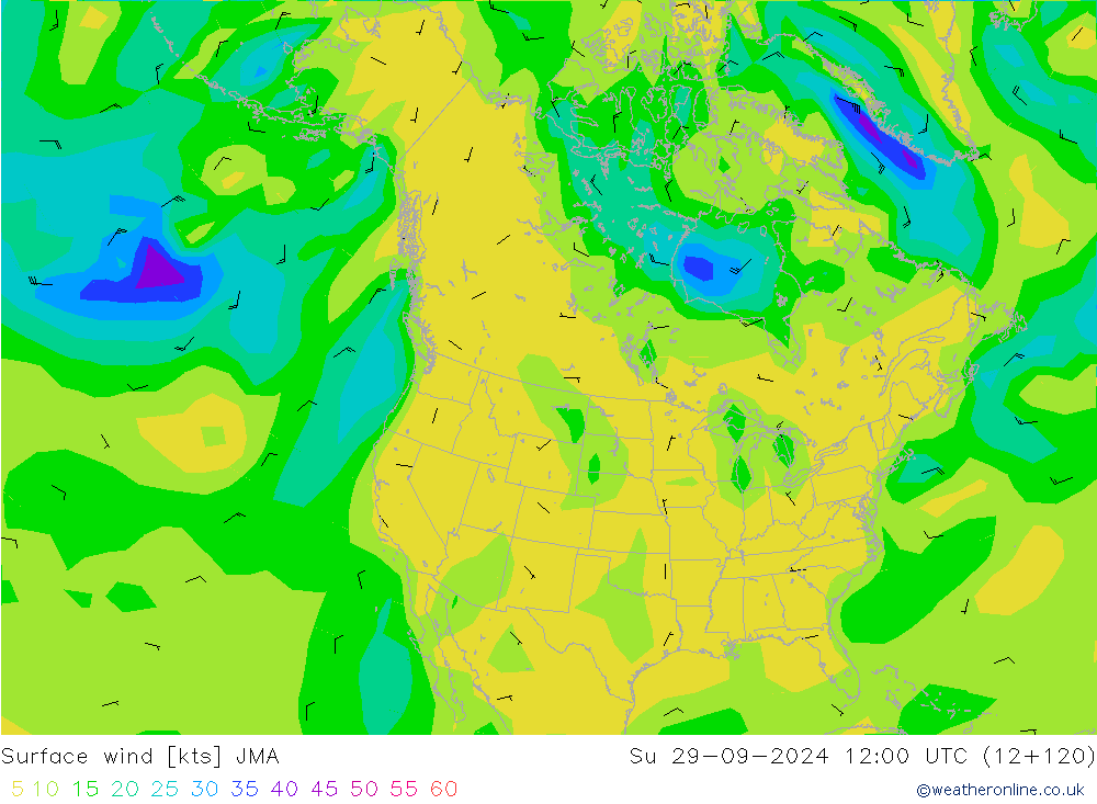 Wind 10 m JMA zo 29.09.2024 12 UTC