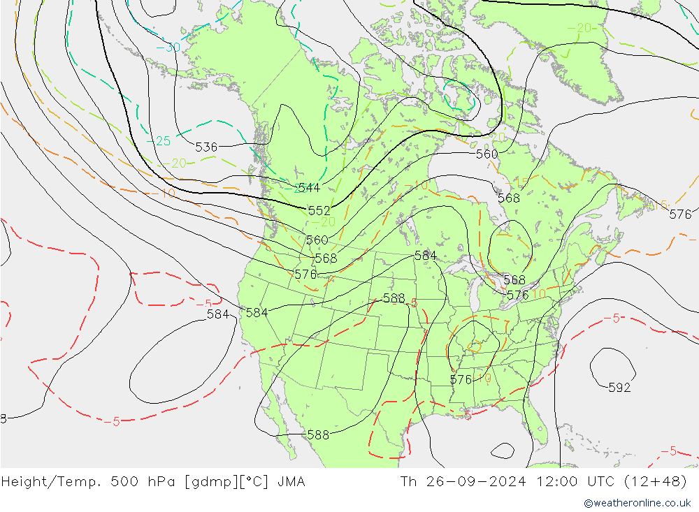 Géop./Temp. 500 hPa JMA jeu 26.09.2024 12 UTC