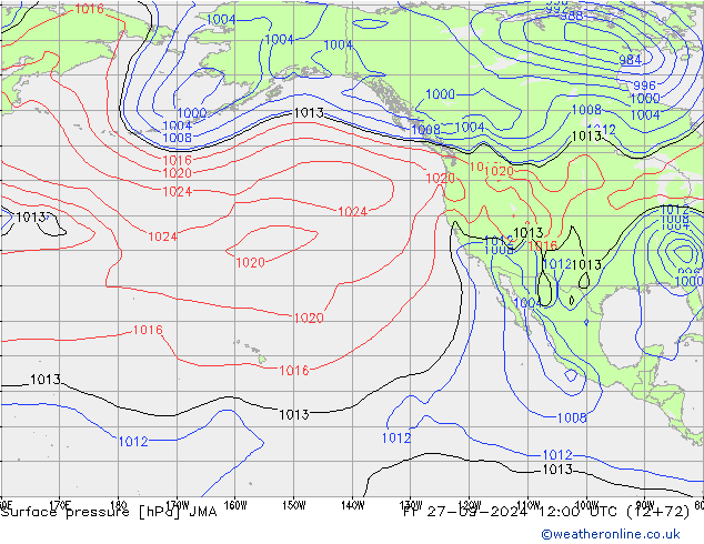 Pressione al suolo JMA ven 27.09.2024 12 UTC