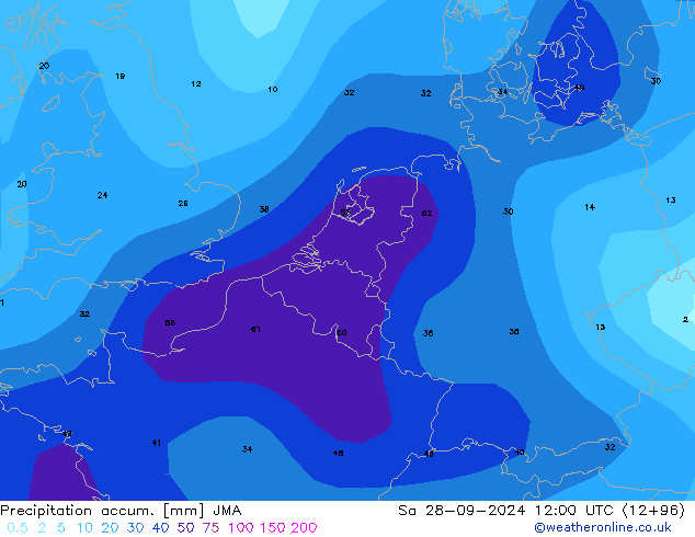 Precipitation accum. JMA Sáb 28.09.2024 12 UTC