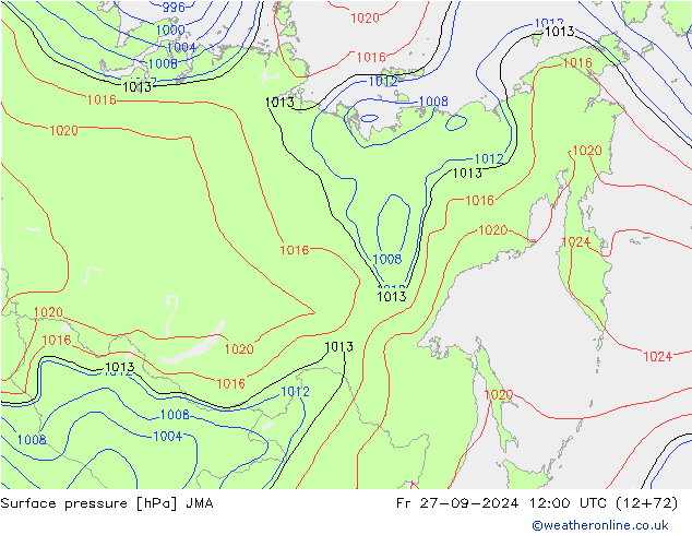 Surface pressure JMA Fr 27.09.2024 12 UTC