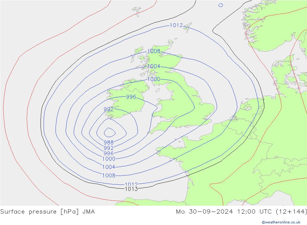 Atmosférický tlak JMA Po 30.09.2024 12 UTC