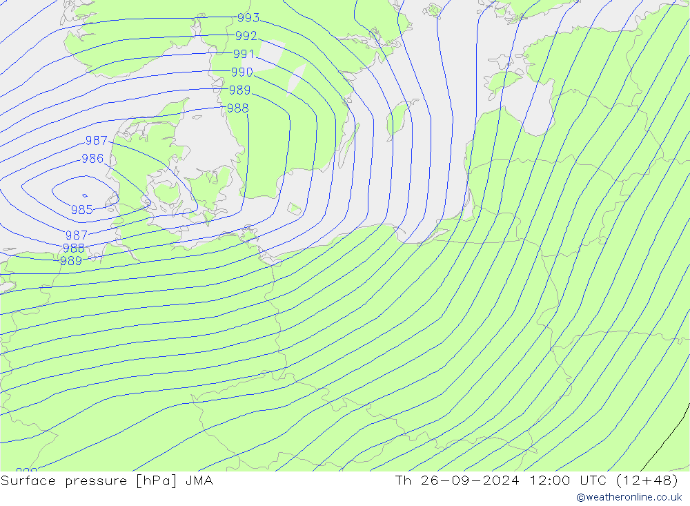 Surface pressure JMA Th 26.09.2024 12 UTC