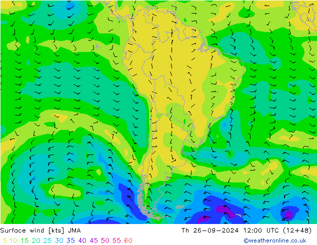 Surface wind JMA Th 26.09.2024 12 UTC