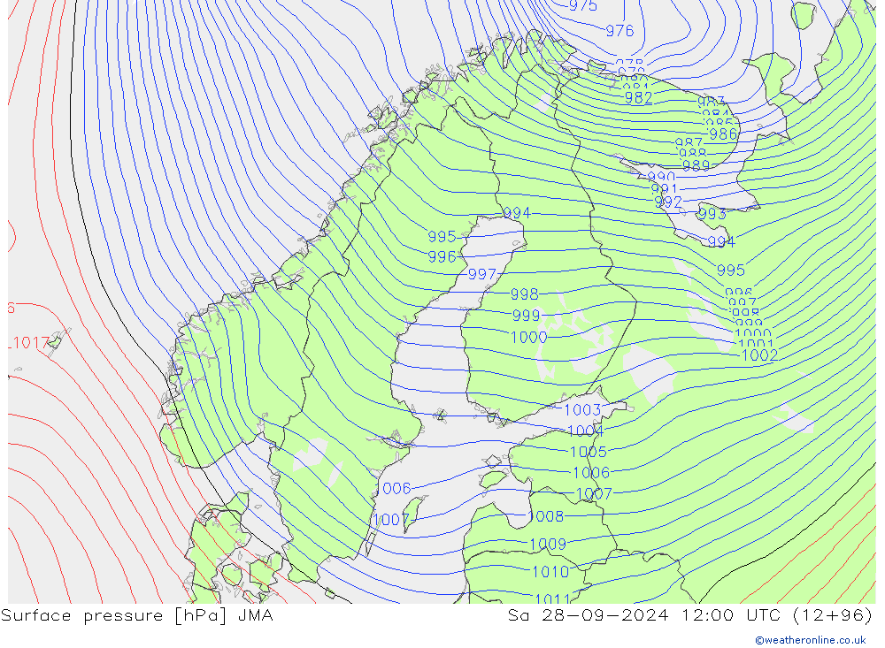 ciśnienie JMA so. 28.09.2024 12 UTC