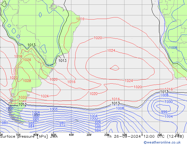 Atmosférický tlak JMA Čt 26.09.2024 12 UTC