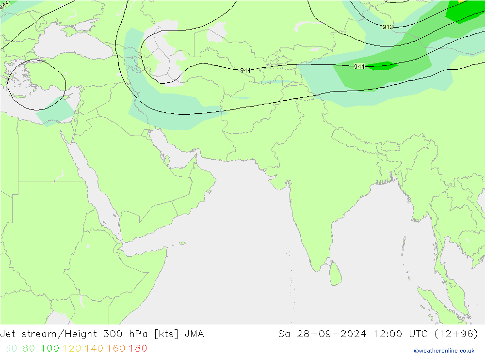 Jet stream/Height 300 hPa JMA Sa 28.09.2024 12 UTC