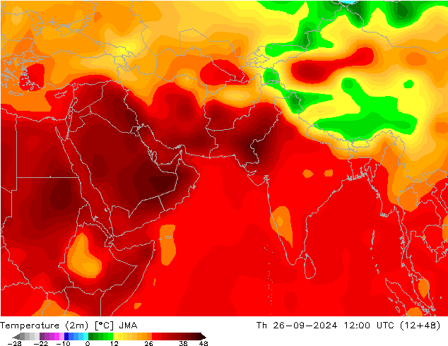 Temperature (2m) JMA Th 26.09.2024 12 UTC