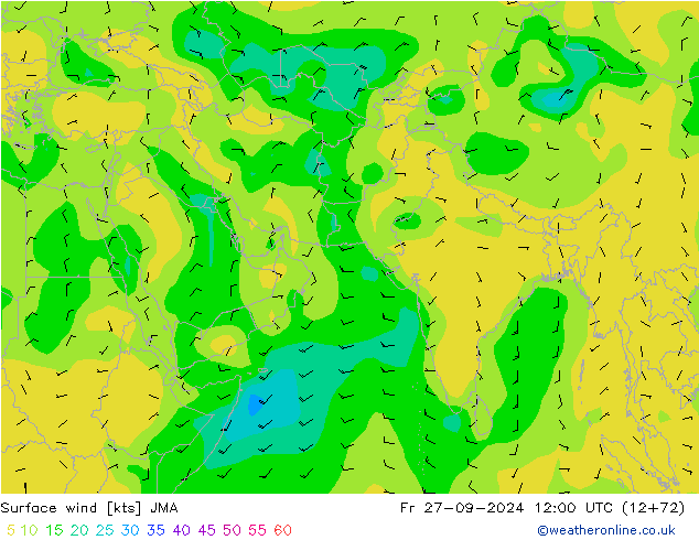 Surface wind JMA Fr 27.09.2024 12 UTC