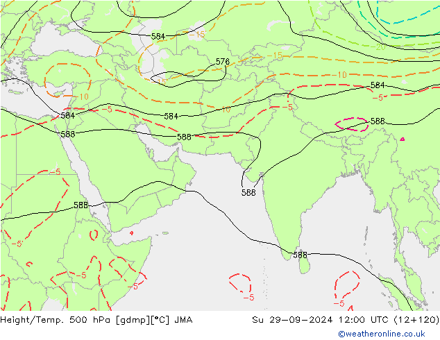 Height/Temp. 500 hPa JMA Su 29.09.2024 12 UTC