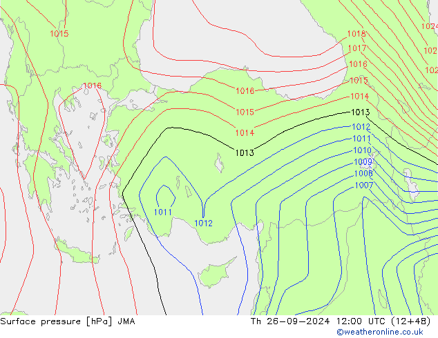 приземное давление JMA чт 26.09.2024 12 UTC