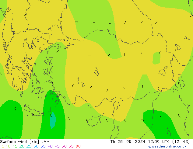 Surface wind JMA Th 26.09.2024 12 UTC