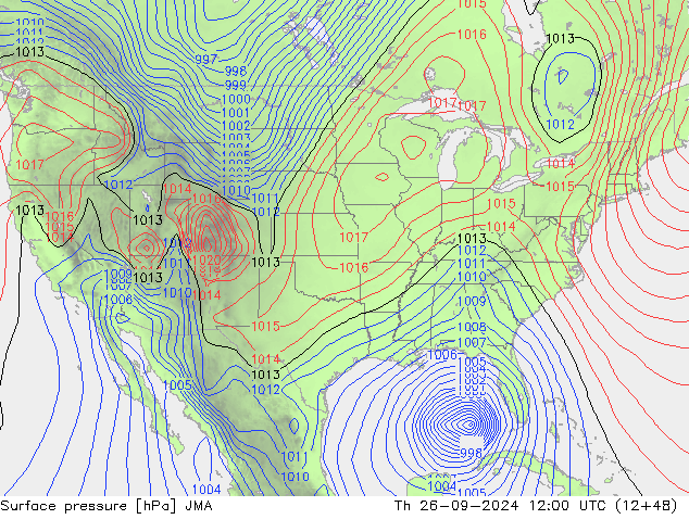 Pressione al suolo JMA gio 26.09.2024 12 UTC