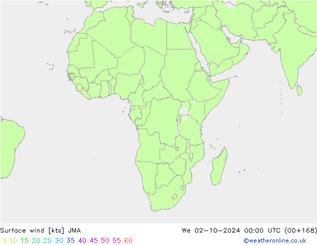 wiatr 10 m JMA śro. 02.10.2024 00 UTC