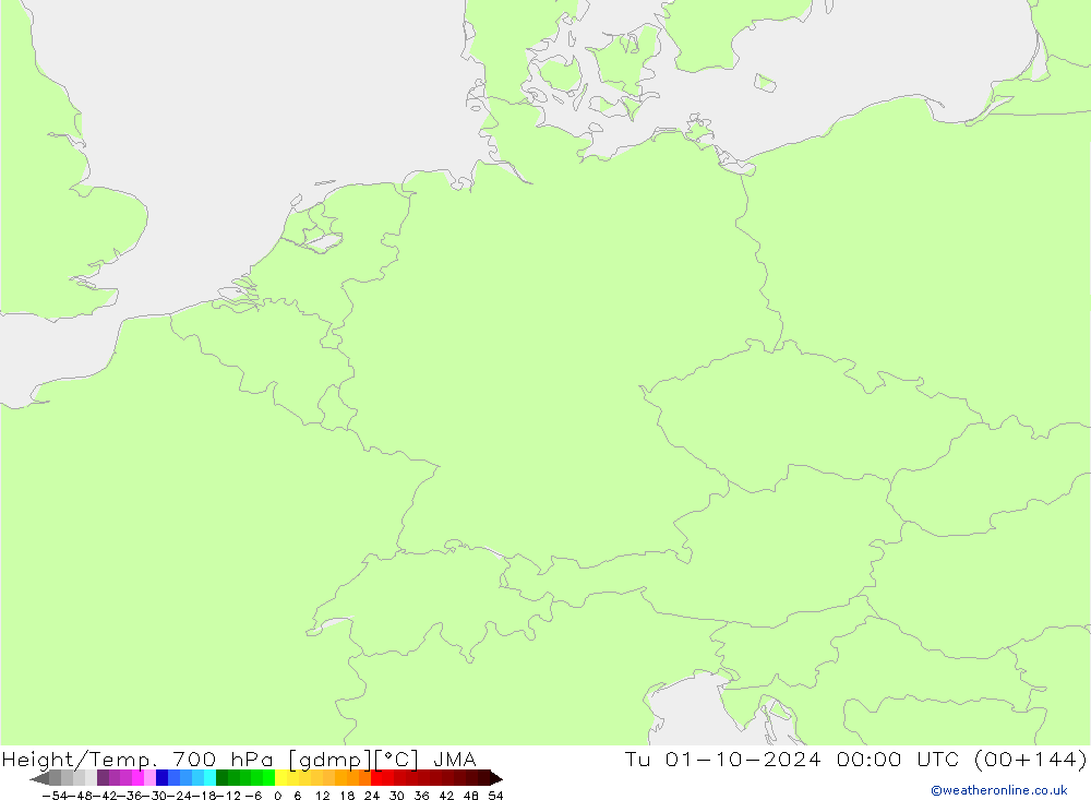 Height/Temp. 700 hPa JMA Tu 01.10.2024 00 UTC