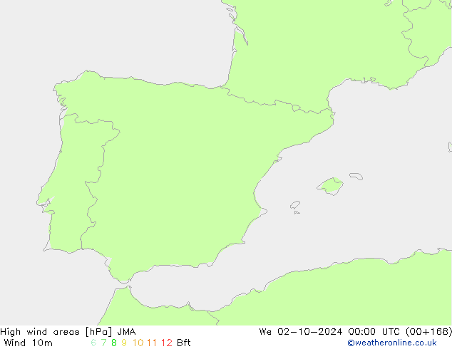 High wind areas JMA  02.10.2024 00 UTC