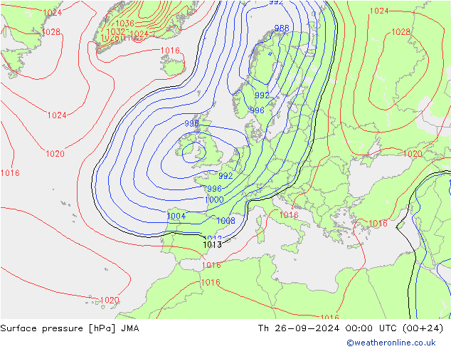 приземное давление JMA чт 26.09.2024 00 UTC