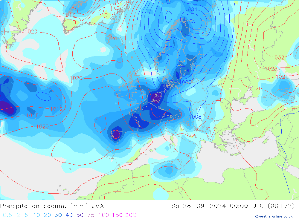 Precipitation accum. JMA sab 28.09.2024 00 UTC