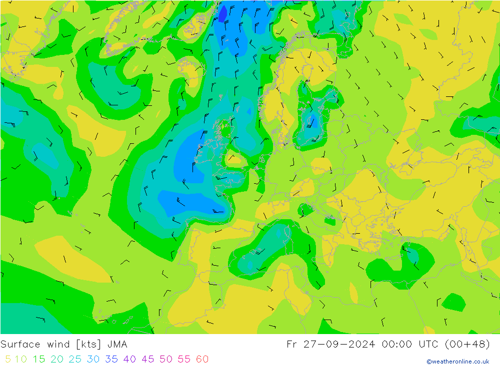 Vent 10 m JMA ven 27.09.2024 00 UTC