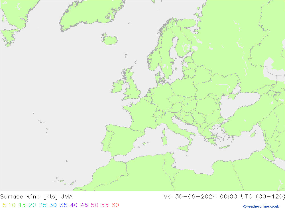 Surface wind JMA Mo 30.09.2024 00 UTC