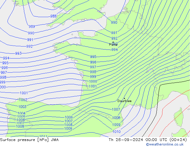 приземное давление JMA чт 26.09.2024 00 UTC