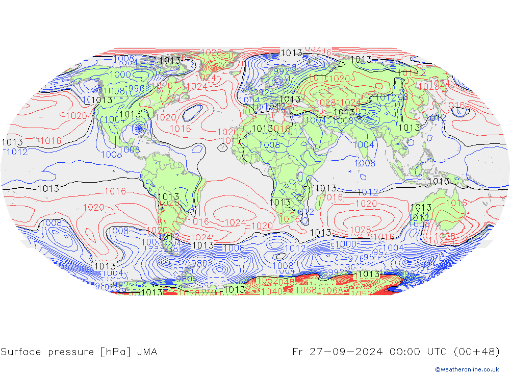 Pressione al suolo JMA ven 27.09.2024 00 UTC