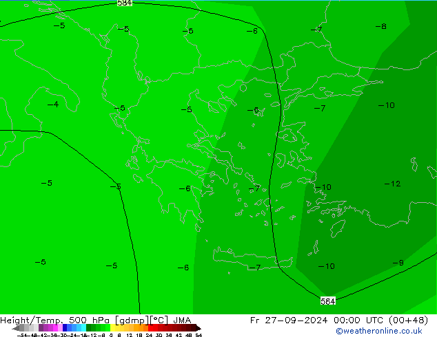 Height/Temp. 500 hPa JMA pt. 27.09.2024 00 UTC