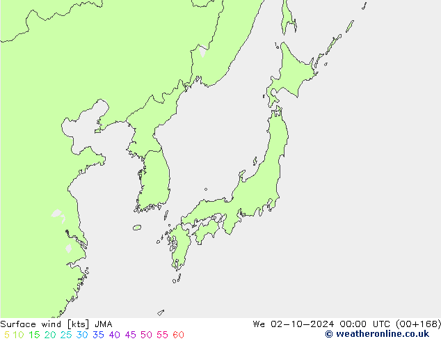 Vent 10 m JMA mer 02.10.2024 00 UTC