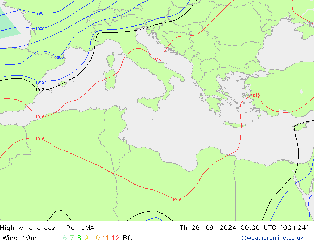 Izotacha JMA czw. 26.09.2024 00 UTC