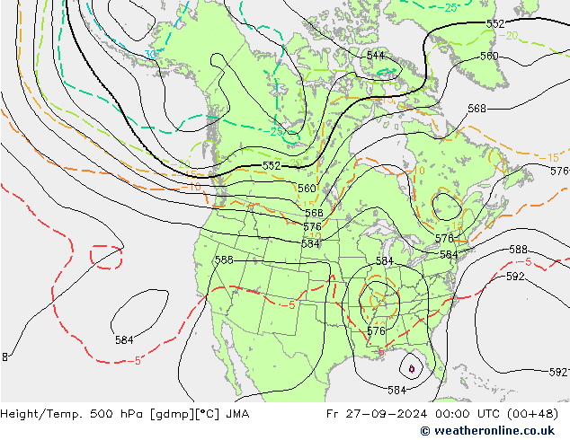 Géop./Temp. 500 hPa JMA ven 27.09.2024 00 UTC