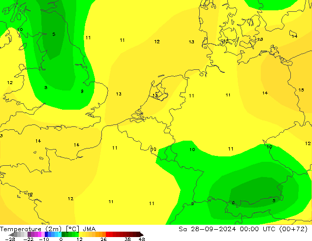 Temperatura (2m) JMA Sáb 28.09.2024 00 UTC