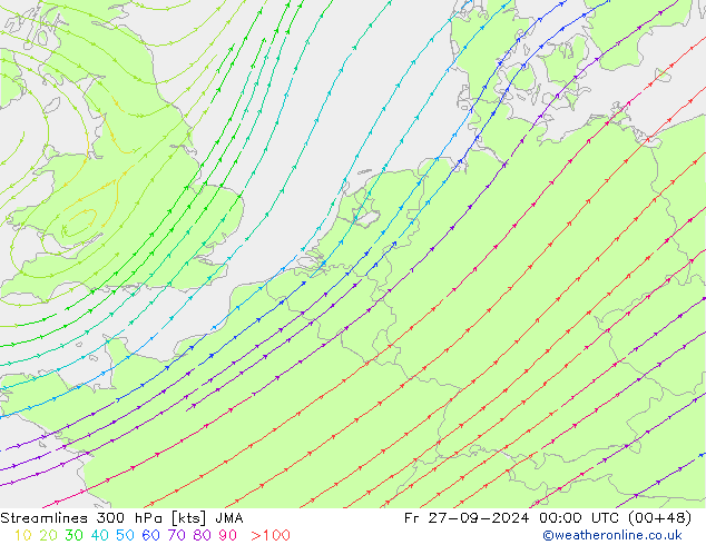 Rüzgar 300 hPa JMA Cu 27.09.2024 00 UTC