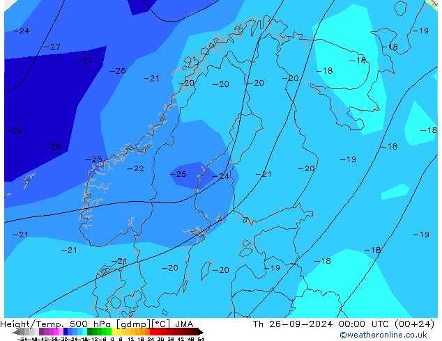 Geop./Temp. 500 hPa JMA jue 26.09.2024 00 UTC