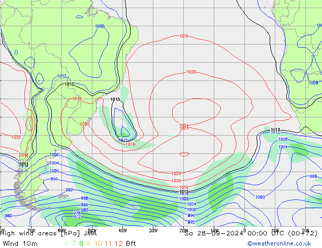 High wind areas JMA So 28.09.2024 00 UTC