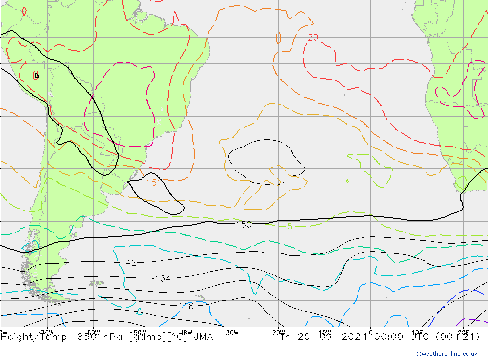 Yükseklik/Sıc. 850 hPa JMA Per 26.09.2024 00 UTC