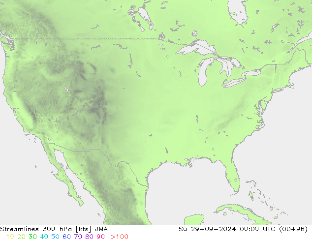 Linha de corrente 300 hPa JMA Dom 29.09.2024 00 UTC