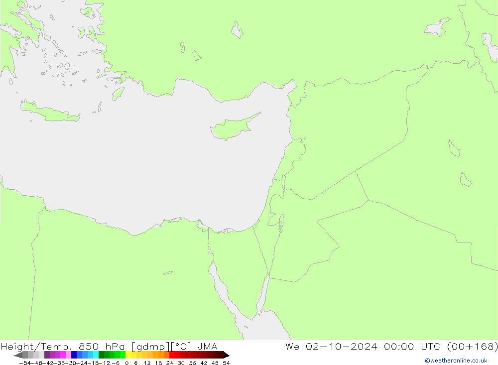 Yükseklik/Sıc. 850 hPa JMA Çar 02.10.2024 00 UTC