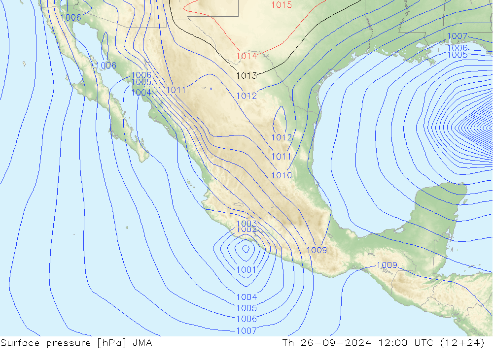 pression de l'air JMA jeu 26.09.2024 12 UTC