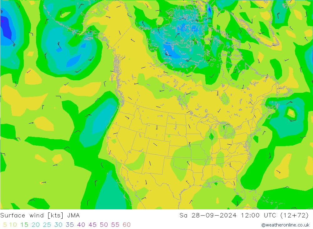 Bodenwind JMA Sa 28.09.2024 12 UTC