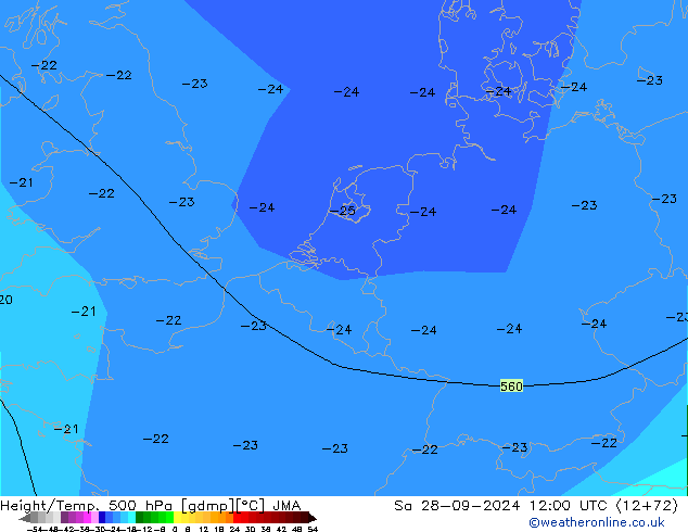 Height/Temp. 500 hPa JMA Sáb 28.09.2024 12 UTC