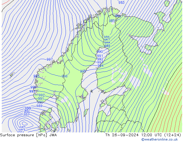 pression de l'air JMA jeu 26.09.2024 12 UTC