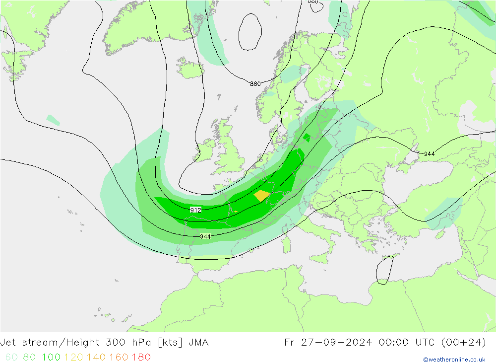 Jet stream/Height 300 hPa JMA Fr 27.09.2024 00 UTC