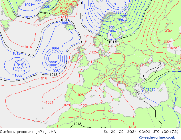 приземное давление JMA Вс 29.09.2024 00 UTC