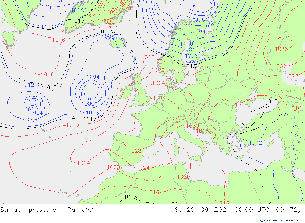 Luchtdruk (Grond) JMA zo 29.09.2024 00 UTC