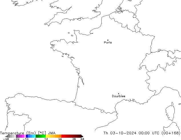 Temperature (2m) JMA Čt 03.10.2024 00 UTC