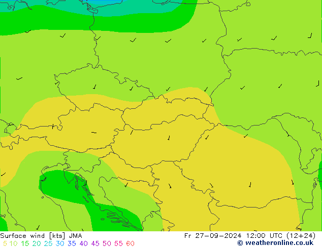 Vento 10 m JMA ven 27.09.2024 12 UTC