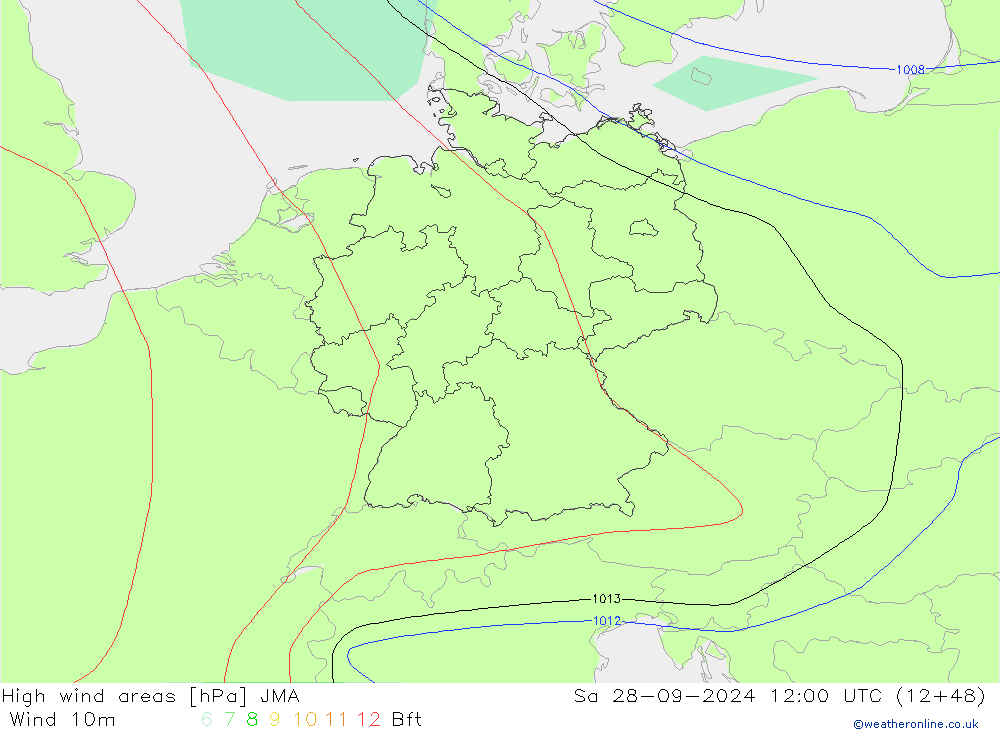 High wind areas JMA sab 28.09.2024 12 UTC