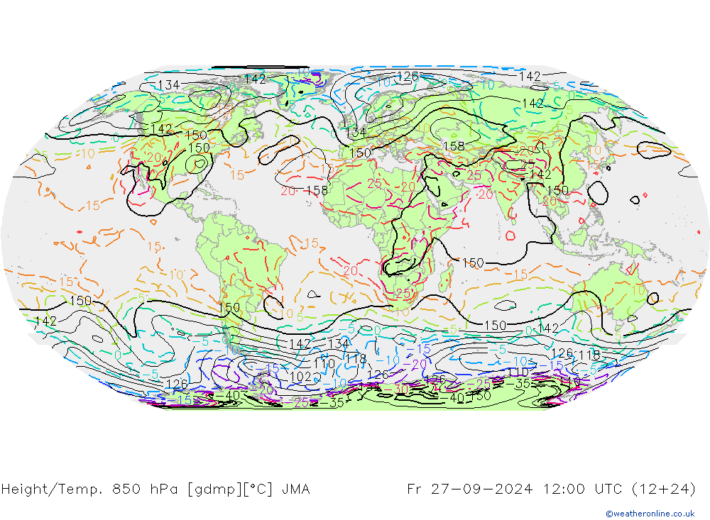 Height/Temp. 850 hPa JMA Fr 27.09.2024 12 UTC